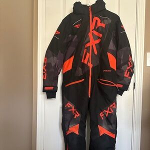FXR Youth Size 12 Monosuit - Black/Orange - F.A.S.T. Insulated